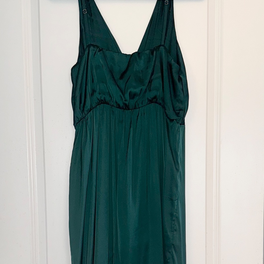 Abercrombie & Fitch A&F Satin Green Draped Wrap Midi Dress - Picture 10 of 11